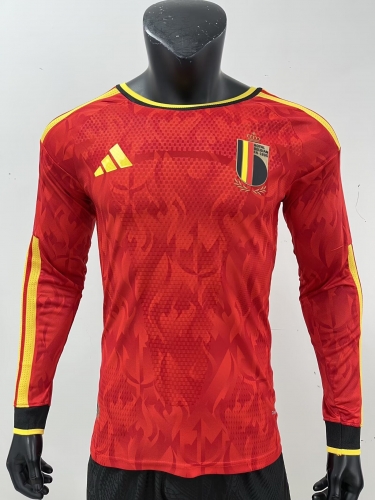2526 Belgium Home long sleeve Player Version Soccer Jersey